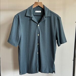 Zara Dark Blue Casual Button Down Shirt